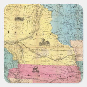 Nebraska and Kansas 3 Square Sticker