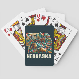 Nebraska Bold Geometric City Skyline Art Playing Cards