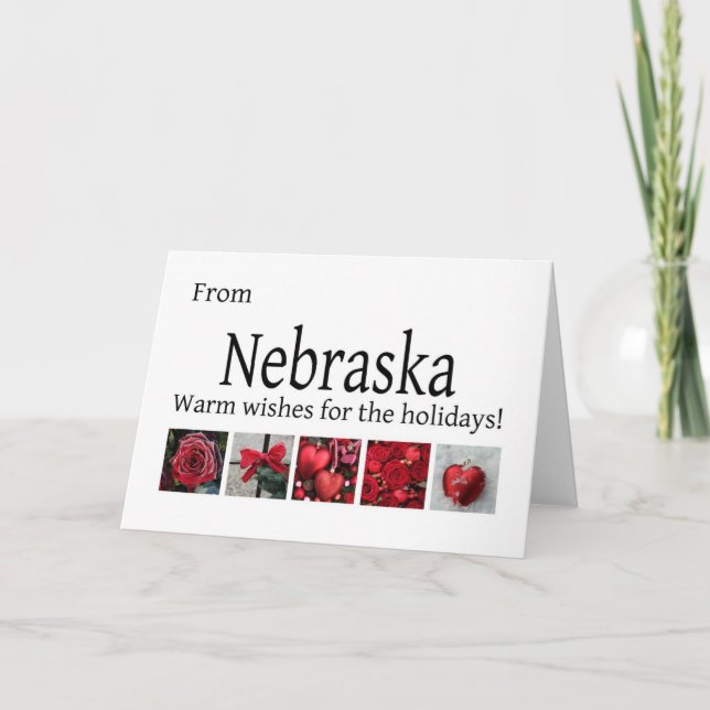Nebraska Christmas Card with ornaments (Front)