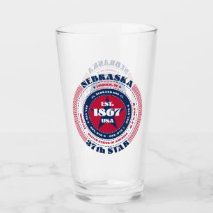 Nebraska Circular Typography Design Glass