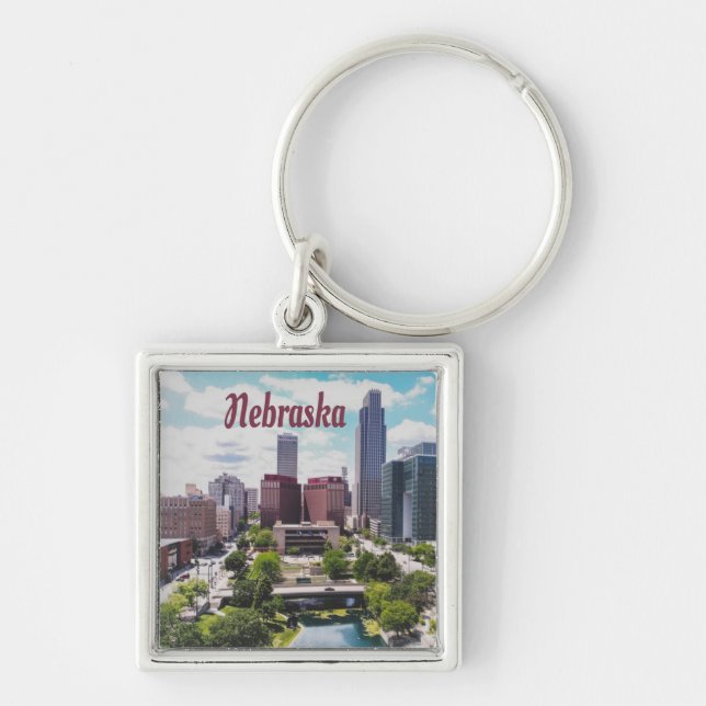 Nebraska City Skyline Omaha Key Ring (Front)
