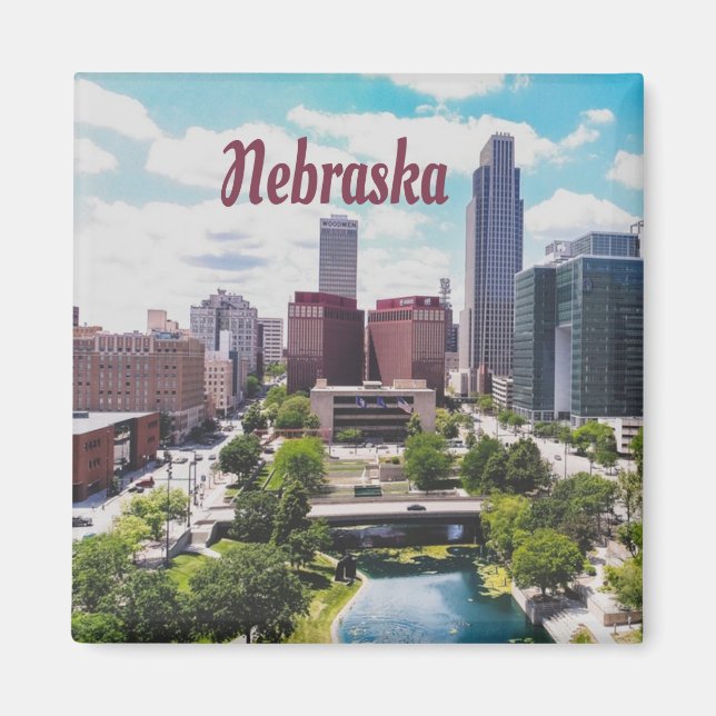 Nebraska City Skyline Omaha Magnet (Front)
