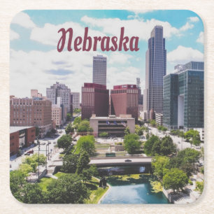 Nebraska City Skyline Omaha Square Paper Coaster