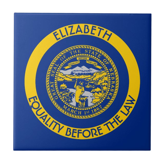 Nebraska Cornhusker State Personalised Flag Ceramic Tile (Front)