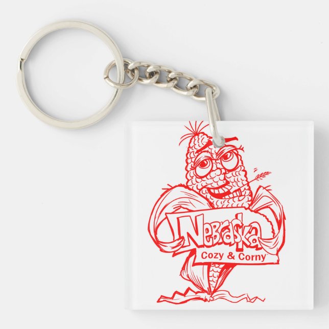 Nebraska cosy and corny fun keychain! key ring (Front)