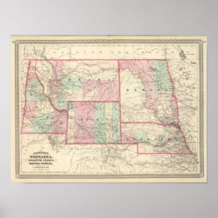Nebraska, Dakota, Idaho, Montana, and Wyoming Poster