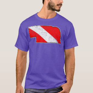 Nebraska Dive Flag Scuba Diving State Map Dive Fla T-Shirt