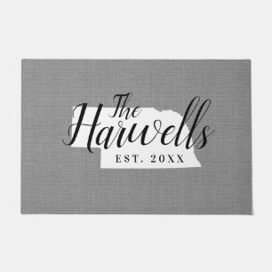 Nebraska Family Monogram State Doormat