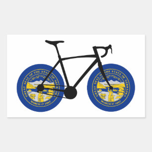 Nebraska Flag Cycling Rectangular Sticker