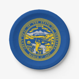 Nebraska flag paper plate