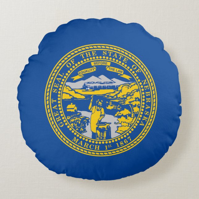 Nebraska flag round cushion (Front)