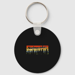 Nebraska Forest Sunset Trees Cabin Theme Souvenir Key Ring