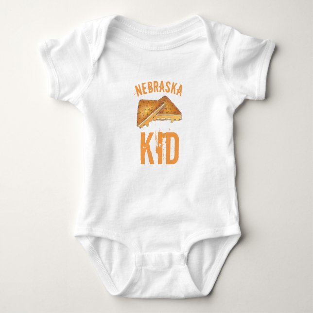 Nebraska Fried Toasted Cheese Frenchees Sandwich Baby Bodysuit (Front)