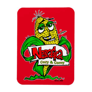 Nebraska Funny Cartoon Corn Cob Magnet