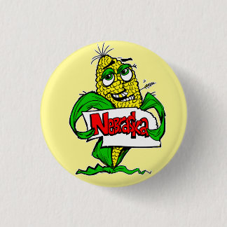 Nebraska Funny Cartoon Corn Pin Button