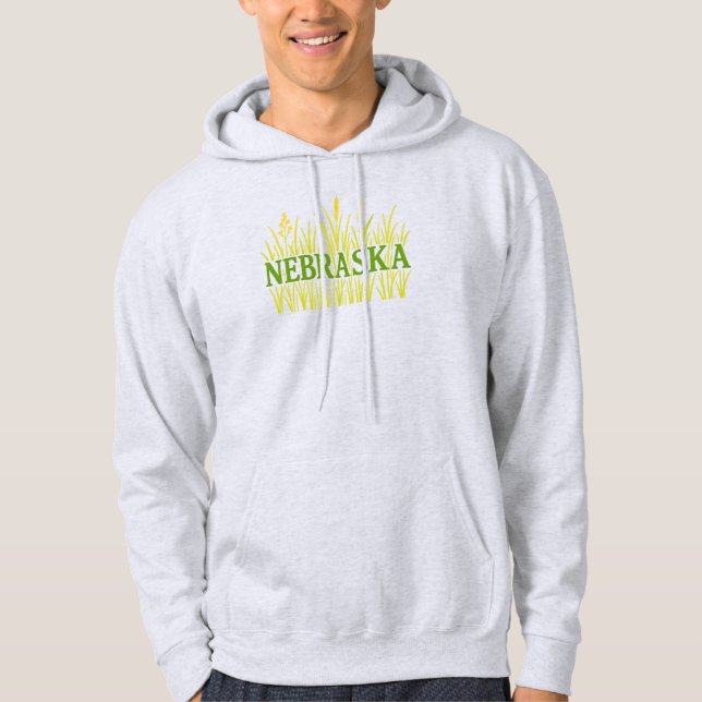 Nebraska Grassland Typography | Rustic Tallgrass  Hoodie (Front)