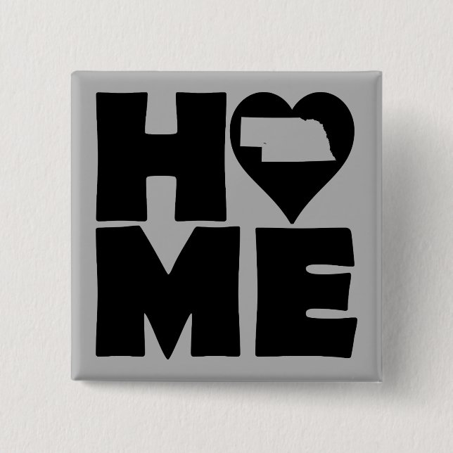 Nebraska Home Heart State Button Badge Pin (Front)