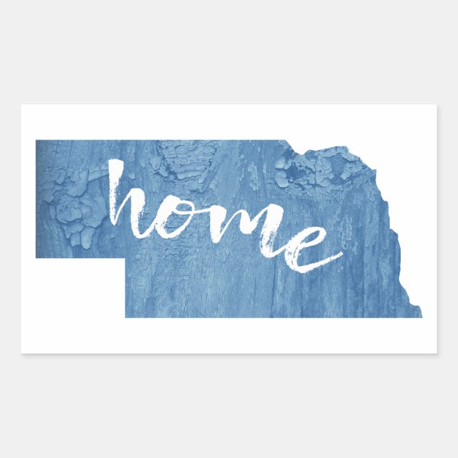 Nebraska Home Wood Grain Rectangular Sticker (Front)