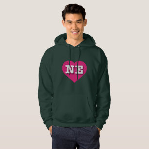Nebraska Hot Pink Heart - I love NE Hoodie