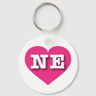 Nebraska Hot Pink Heart - I love NE Key Ring