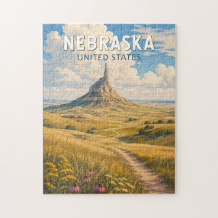 Nebraska Illustration Travel Art Vintage Jigsaw Puzzle
