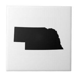 Nebraska in Black Ceramic Tile