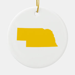 Nebraska in Gold Ceramic Ornament