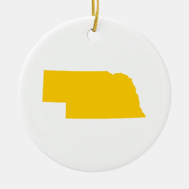 Nebraska in Gold Ceramic Ornament (Front)