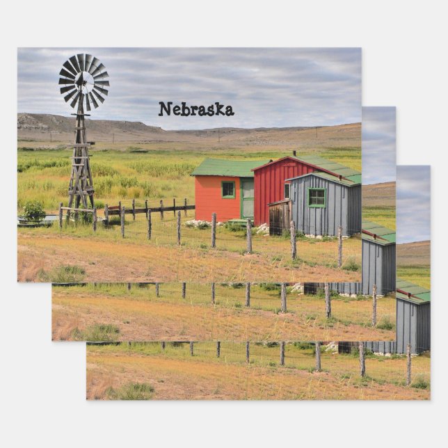 Nebraska landscape  wrapping paper sheet (Set)