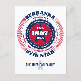 Nebraska, Lincoln, NE, Patriotic, Monogram Postcard