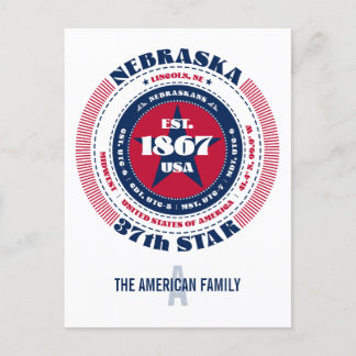 Nebraska, Lincoln, NE, Patriotic, Monogram Postcard