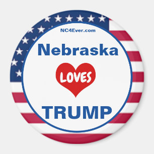 Nebraska LOVES TRUMP Patriotic Fridge Magnet