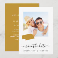 Nebraska Map Photo Wedding Save the Date Card
