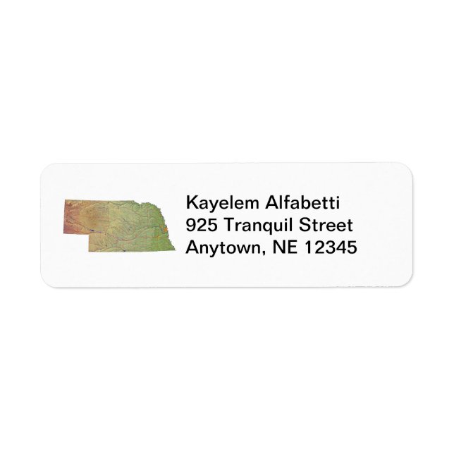 Nebraska Map Return Address Label (Front)