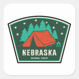 Nebraska National Forest Camping Square Sticker
