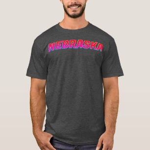 Nebraska Neon Text Sign Typography Outline1 T-Shirt