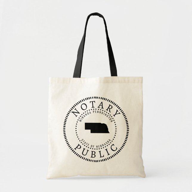 Nebraska Notary Public Personalised Tote Bag (Front)