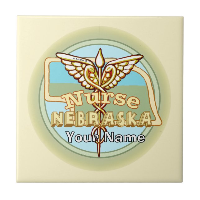 Nebraska Nurse Caduceus Tile (Front)