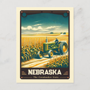 Nebraska Patriotic Spirit Vintage Postcard