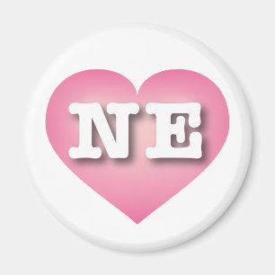 Nebraska Pink Fade Heart - I love NE Magnet
