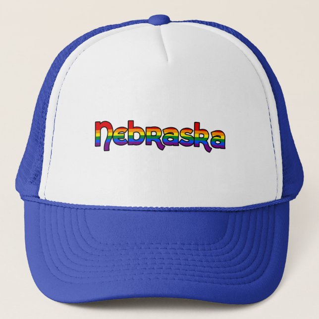 Nebraska Rainbow text Hat (Front)