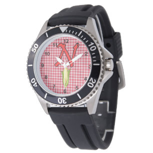 Nebraska Red Glitter Ladies Watch