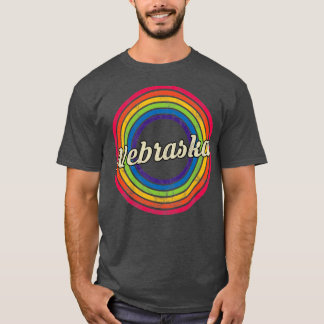 Nebraska Retro Rainbow Faded Style T-Shirt