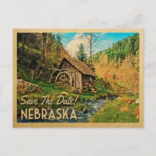 Nebraska Save The Date Rustic Cabin Mill Woods Announcement Postcard