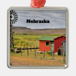 Nebraska, scenic landscape photograph,  metal ornament