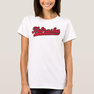 Nebraska Script Logo   Retro Red State Pride T-Shirt