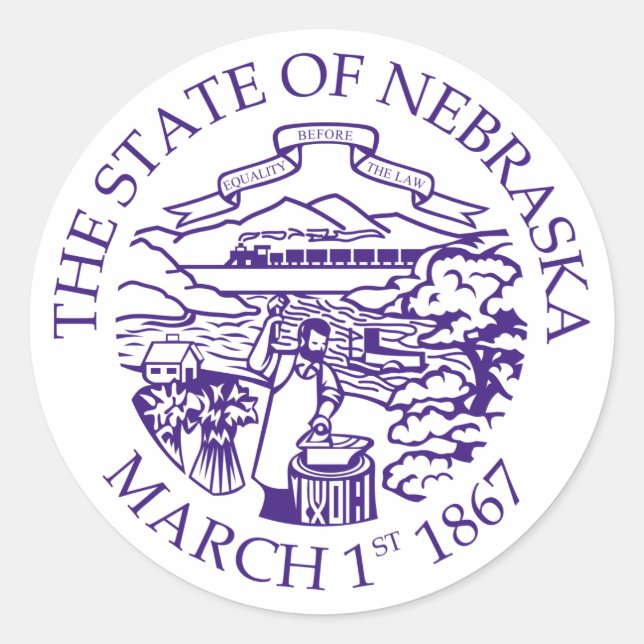 Nebraska sign classic round sticker (Front)