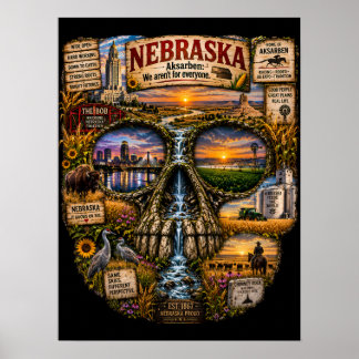 Nebraska Skull Art Print | State of Mind