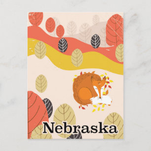 Nebraska Sleeping Fox vintage travel poster Postcard