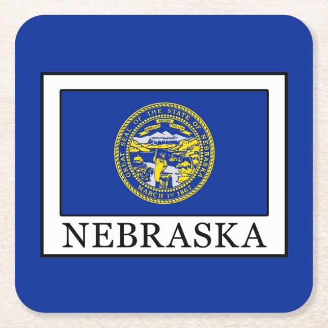Nebraska Square Paper Coaster (Front)
